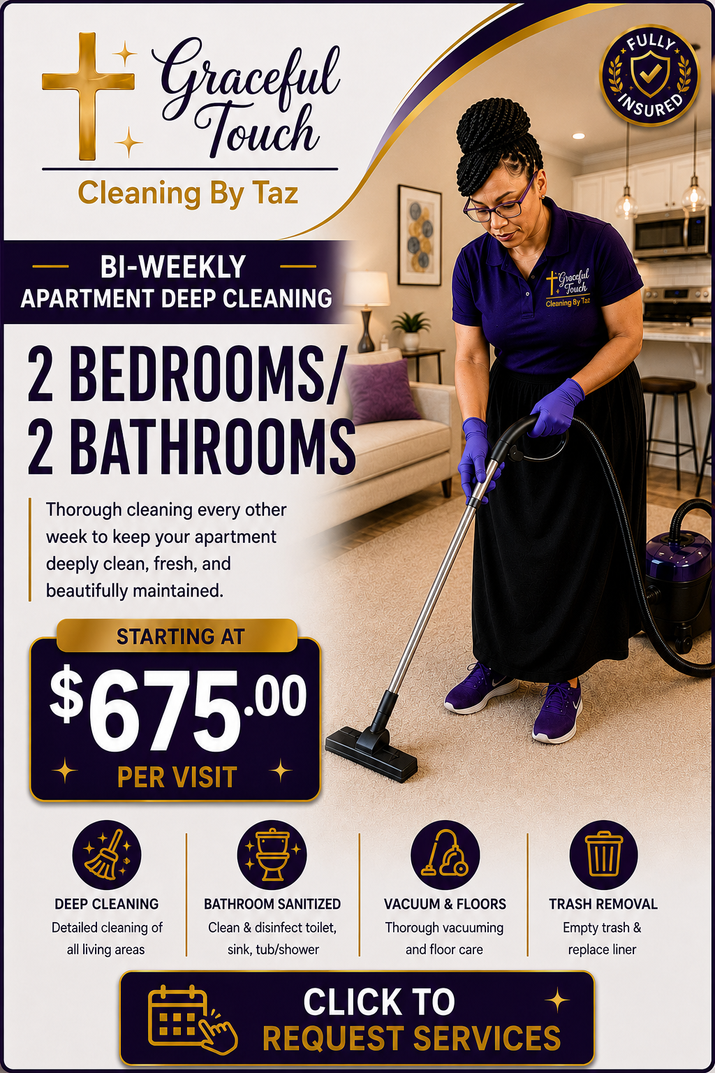 Apartment Deep Cleaning - 2 Bedroom/2 Bathroom