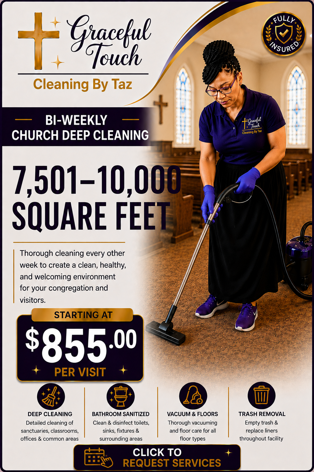 Church Deep Cleaning - 7,501–10,000 Square Feet