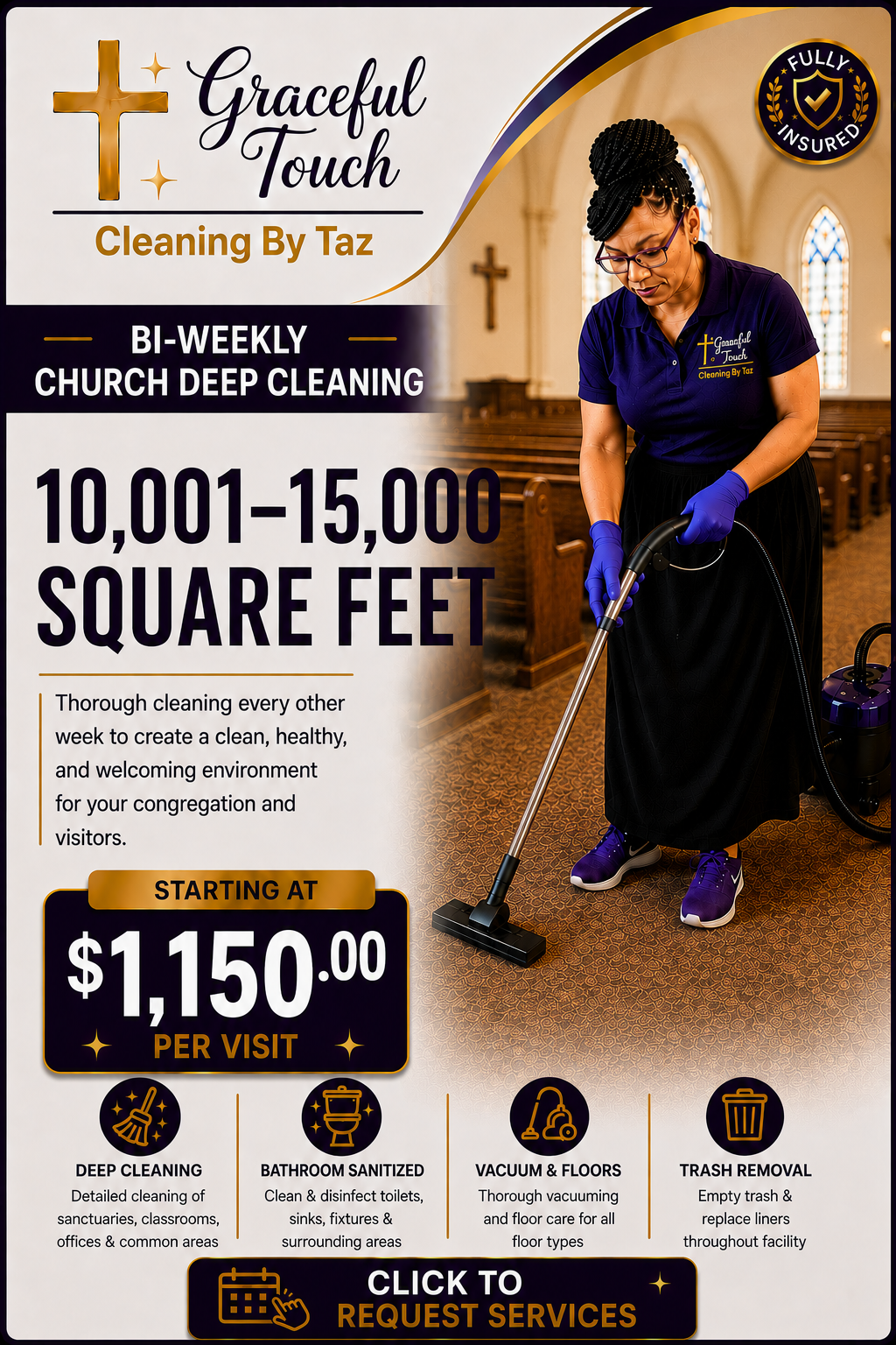 Church Deep Cleaning - 10,001–15,000 Square Feet