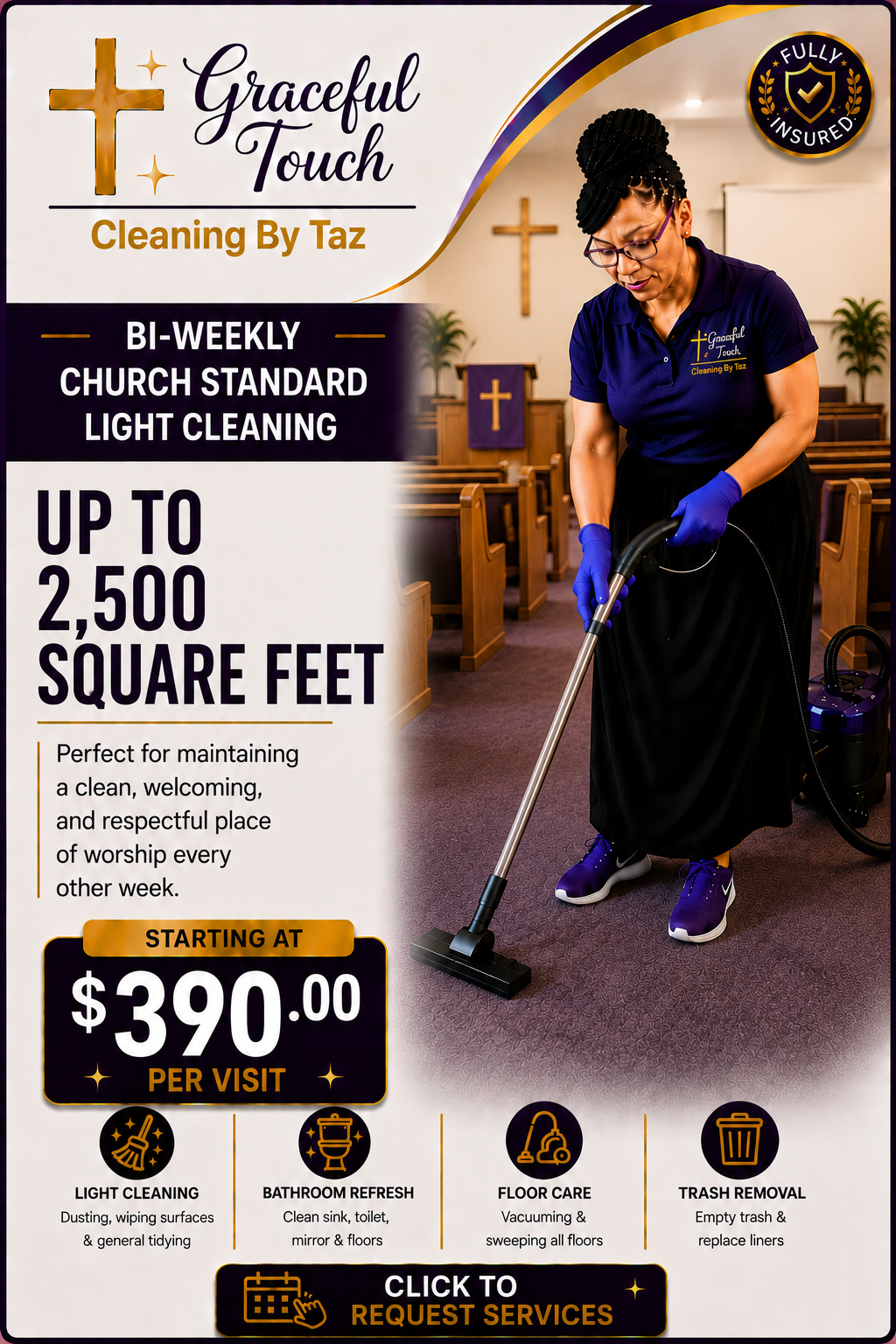 Church Standard Light Cleaning - Up to 2,500 Square Feet