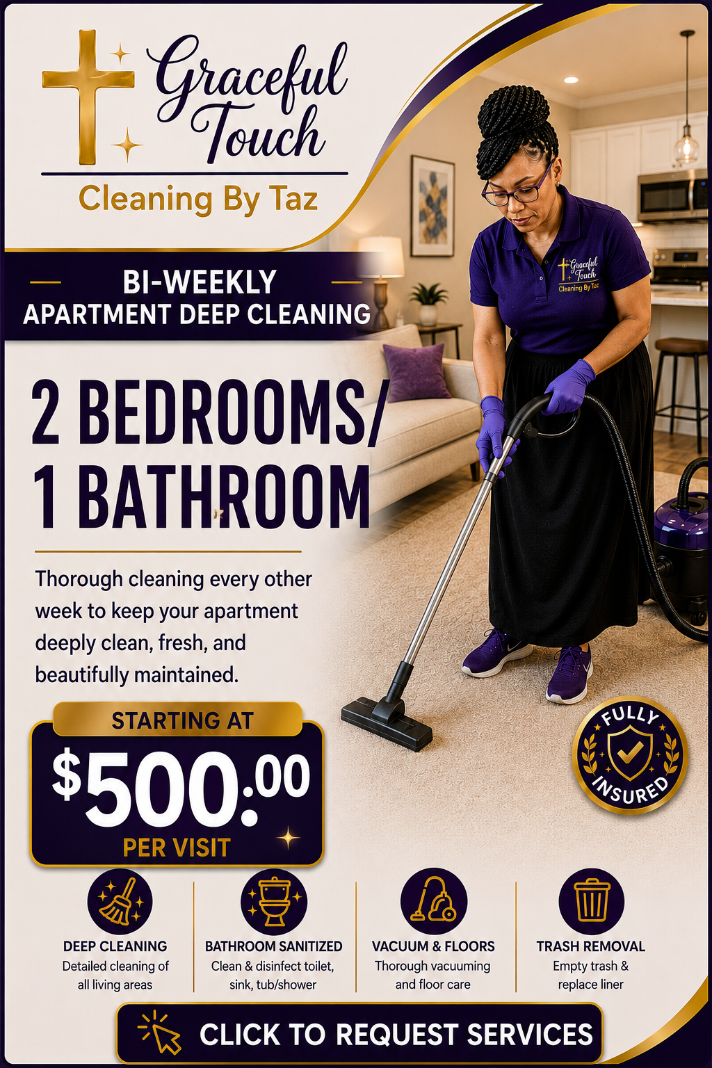 Apartment Deep Cleaning - 2 Bedroom/1 Bathroom