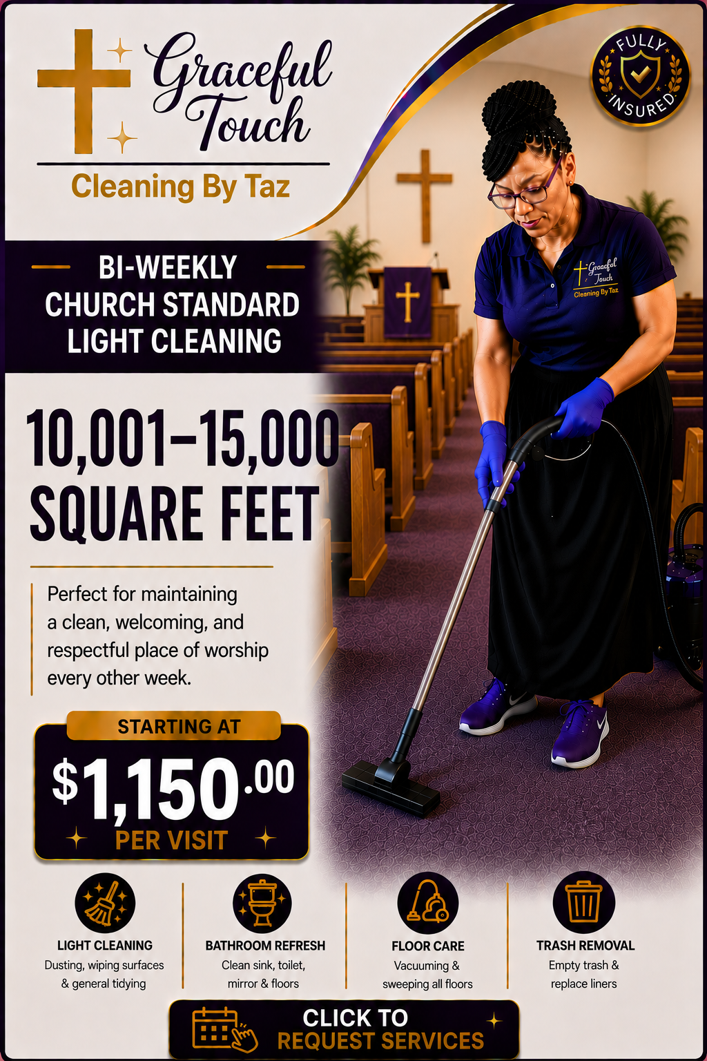 Church Standard Light Cleaning - 10,001–15,000 Square Feet