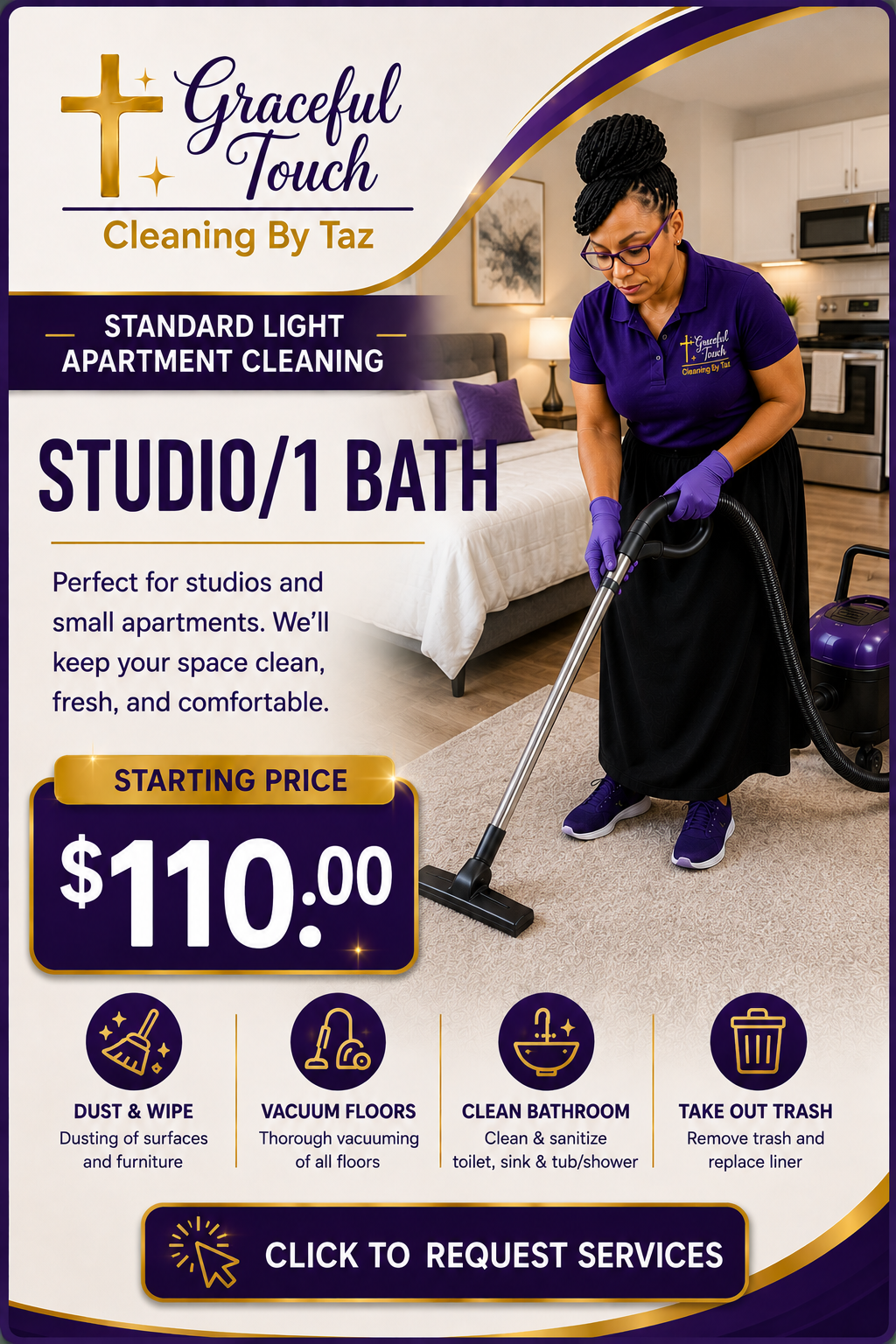 Apartment Deep Cleaning - Studio/1 Bathroom