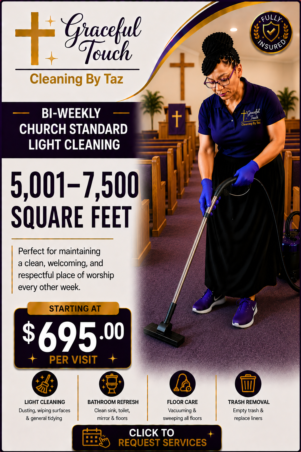 Church Standard Light Cleaning - 5,001–7,500 Square Feet