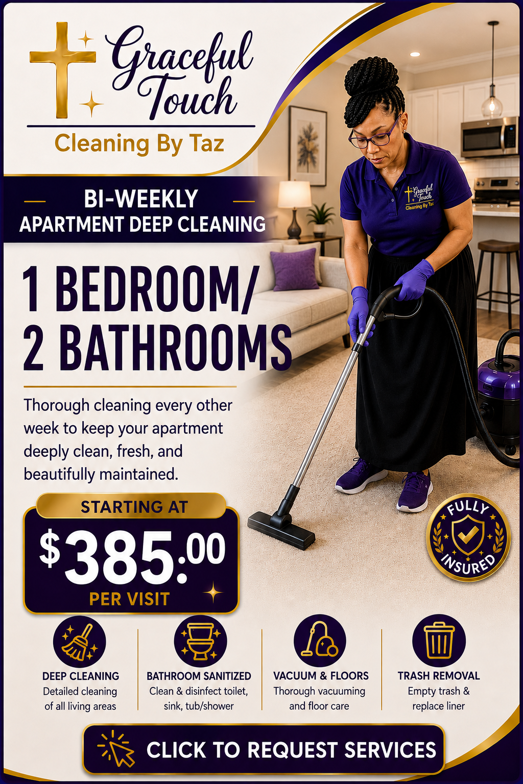 Apartment Deep Cleaning - 1 Bedroom/2 Bathroom