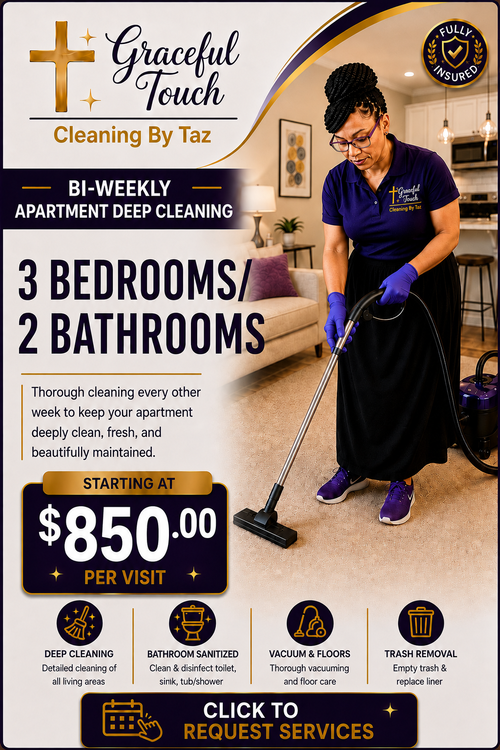 Apartment Deep Cleaning - 3 Bedroom/2 Bathroom